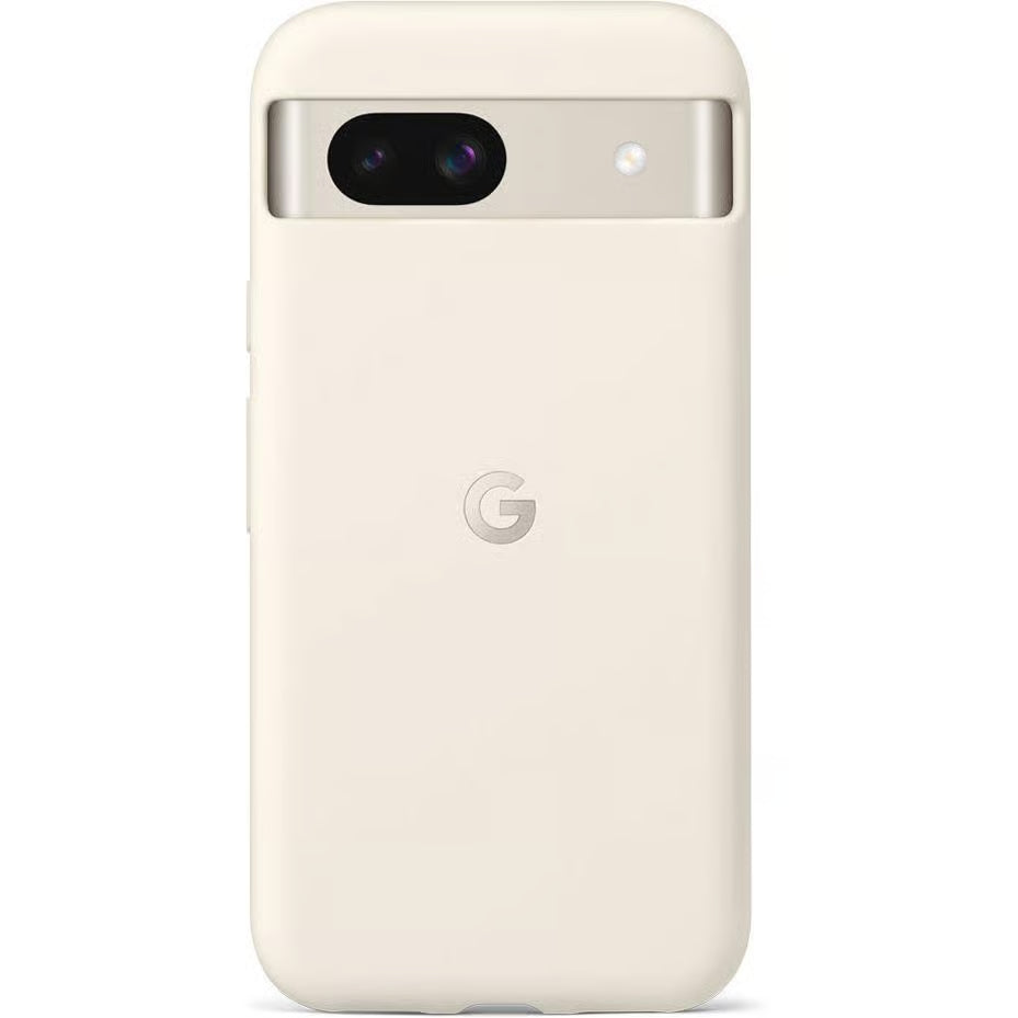 White smartphone with Google logo on a white background