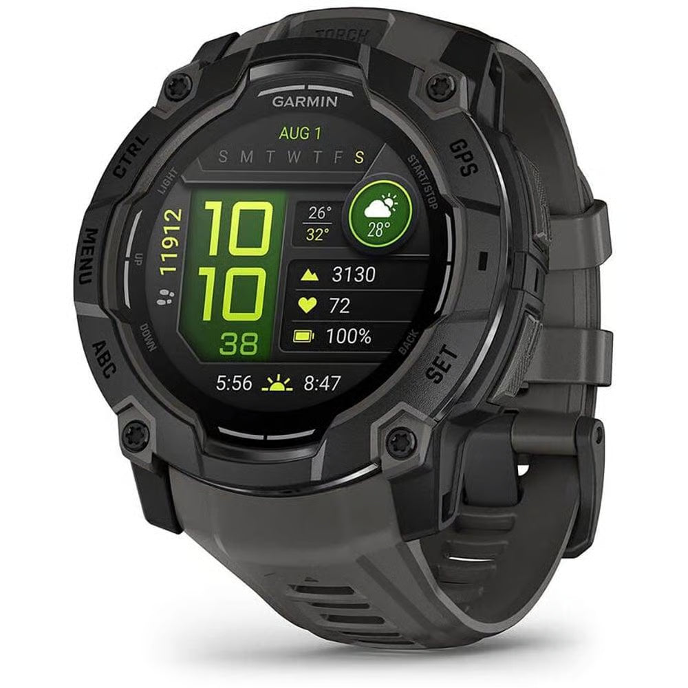 Garmin Instinct 3 50mm rugged GPS smartwatch in black with charcoal band