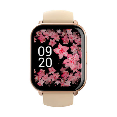 Smartwatch with a floral display on a white background