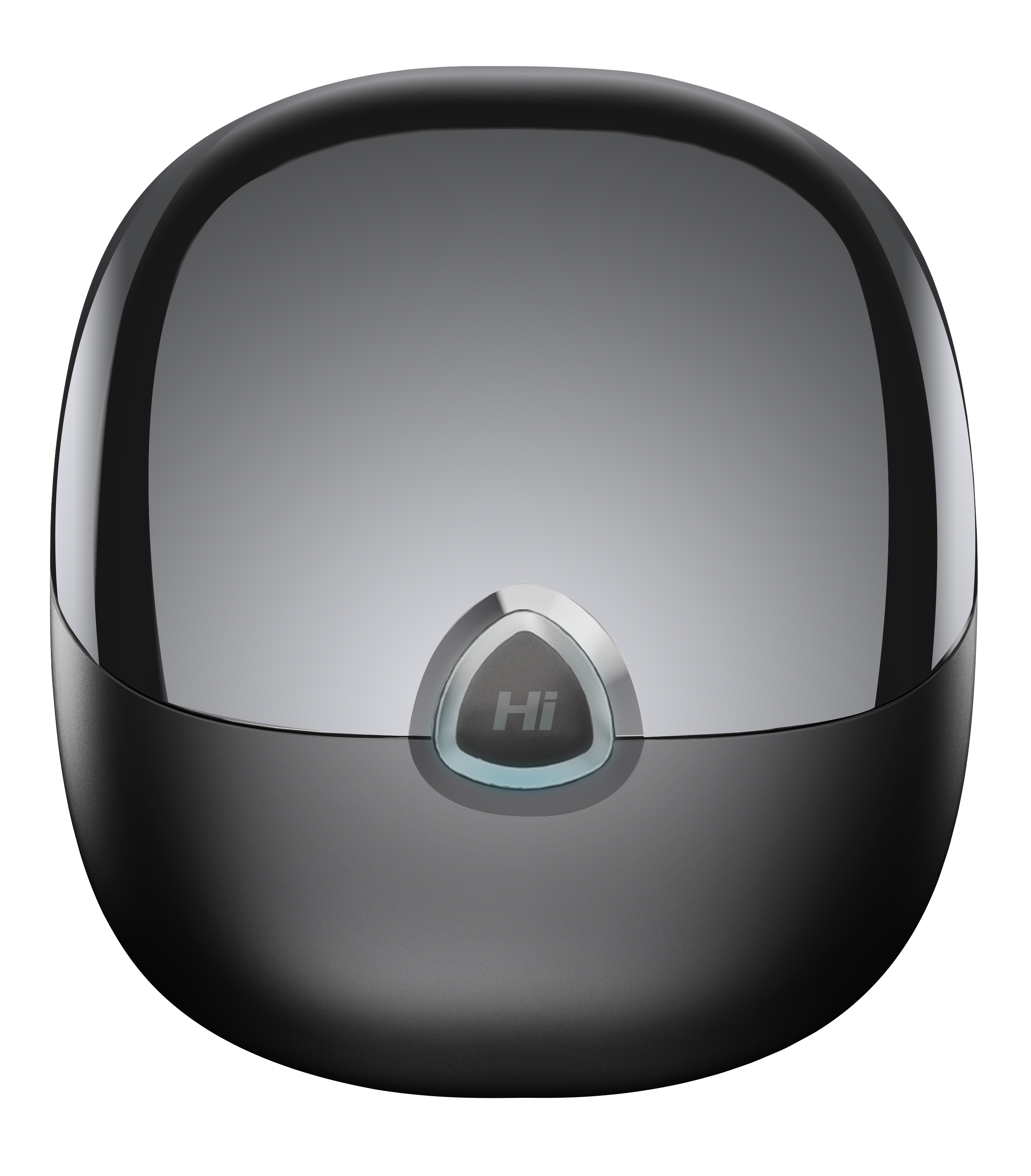 Black electronic device with a 'Hi' indicator on a white background